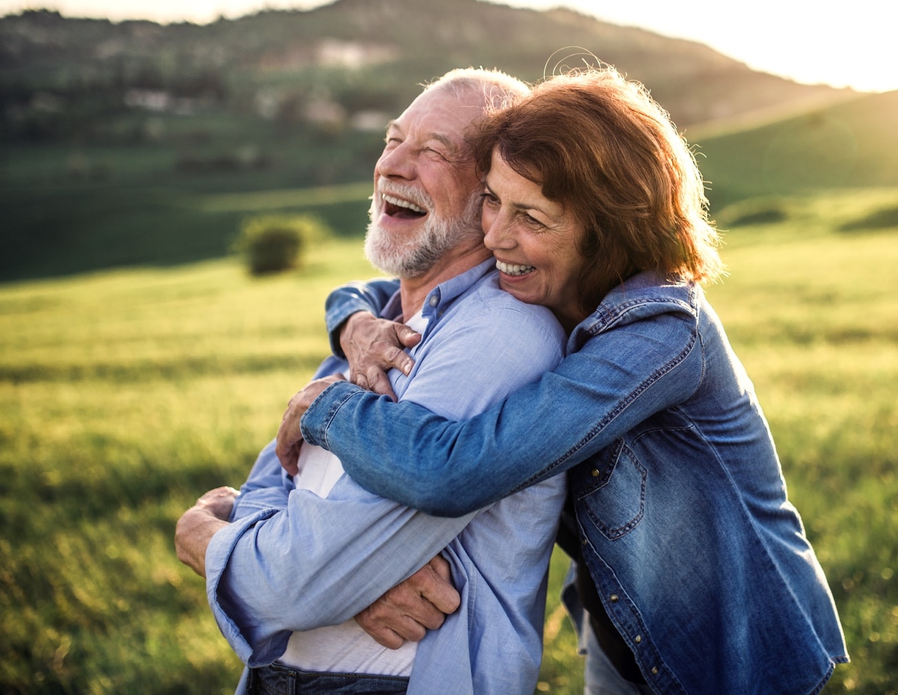 couple hugging and laughing